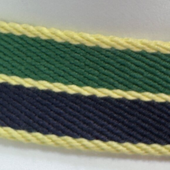 TED BAKER Mens Stripe Belt Blue & Green Polyester Blend Leather Trim Size 34 - Picture 3 of 9